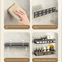 1 件厨房调料架，壁挂式收纳架，无需钻孔 - 白色 - 查看 2