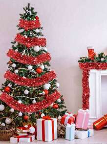 2 piezas de guirnalda metálica dorada en forma de árbol de Navidad, serpentinas metálicas para celebrar fiestas festivas como Navidad, Carnaval y fiestas disco interiores y exteriores