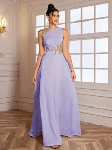 High-End Elegant 3D Flower High Slit Evening Gown, Party Dress, Wedding Guest Dress, Formal Dress, Evening Dress