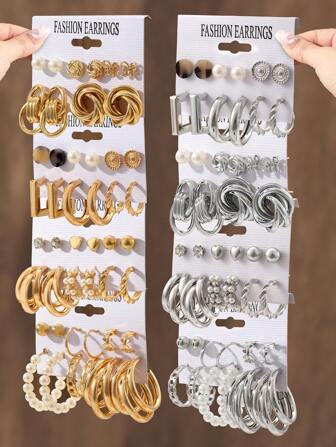46 件波西米亚风格女士耳环套装，耳环和耳钉组合，百搭款式，适合日常生活聚会，非常适合节日送给朋友和家人的礼物