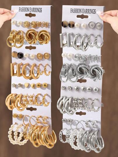 46pcs Bohemian Style Women's Earrings Set, Earrings And Studs Together, Versatile Style, Suitable For Daily Life Parties Perfect As Gifts For Friends And Family On Festivals