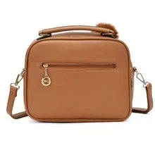 Women's Bag With Pompom Keychain Shoulder Strap Leather Crossbody Hand Strap - 紅色 - 查看 3