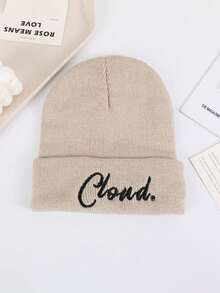1 chiếc mũ len thêu chữ đám mây, mũ len ấm áp cho nam và nữ chơi thể thao vào mùa thu/đông, mũ len chữ đi phố chống lạnh, mũ len thời trang mùa đông Giáng sinh cho nam, mũ len trượt tuyết - 1 cái - Xem 11