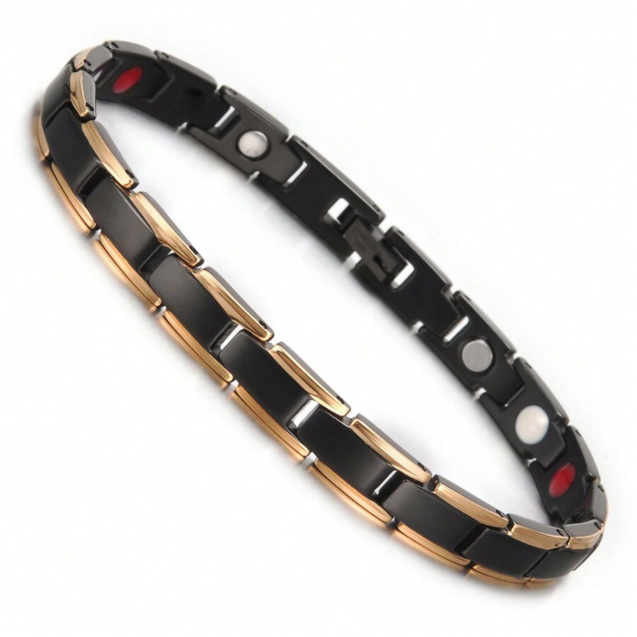 Bracelets GoldColor Black Chains Link Stainless Steel Health