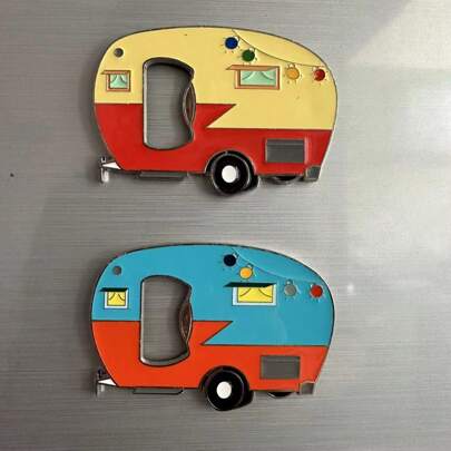 Abridor de botellas con imán de refrigerador con diseño de caravana/auto de camping, perfecto para fiestas, regalos de cumpleaños creativos, regalos de aniversario de bodas, recuerdos de viaje