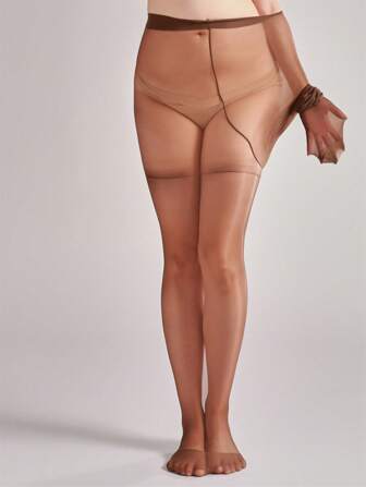 大码女式真丝亮面连裤袜，黑色和肤色紧身裤