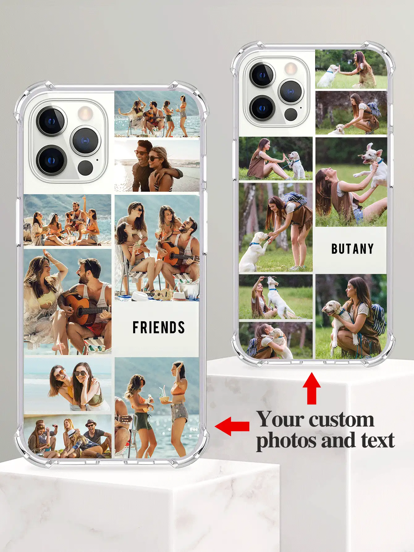 Husă de telefon personalizată, transparentă, anti-cădere, groasă, cu mai multe fotografii, pentru viața de zi cu zi, petrecere, familie, potrivită pentru A12, A13, A14, A55, A54, A52, A73, S23, 24 Ultra, A15/11, 12, 13, 14, 15, 16 Pro Max, alegeri de sezon, carcasă telefon 2025, husă de telefon personalizată cu fotografii