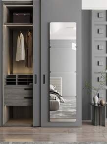 1 套 4 件 12 英寸大圆角全长亚克力镜子，适用于宿舍/家庭的壁挂式衣柜镜子，无需钻孔，粘贴，加厚纸板包装最佳礼物 - 背灰 - 查看 1