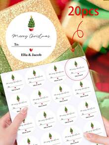 54/20pcs Personalized Custom Christmas Stickers, Custom Named Christmas Gift Stickers, Elegant Holiday Gift Packaging Labels, Custom Christmas Stickers Suitable For Holiday Party Gift Labels, Holiday Gift Packaging Stickers, Wedding Souvenir Label Stickers, Cookie Packaging Bag Stickers,Festive Calendar - Multicolor - View 9