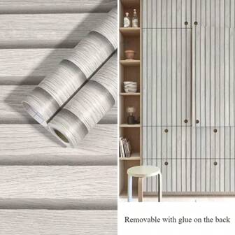 1 Carta da parati in stile moderno con tavola in legno spessa, carta da parati autoadesiva in vinile rimovibile e lavabile, adatta per decorare pareti, armadi, camera da letto e soggiorno