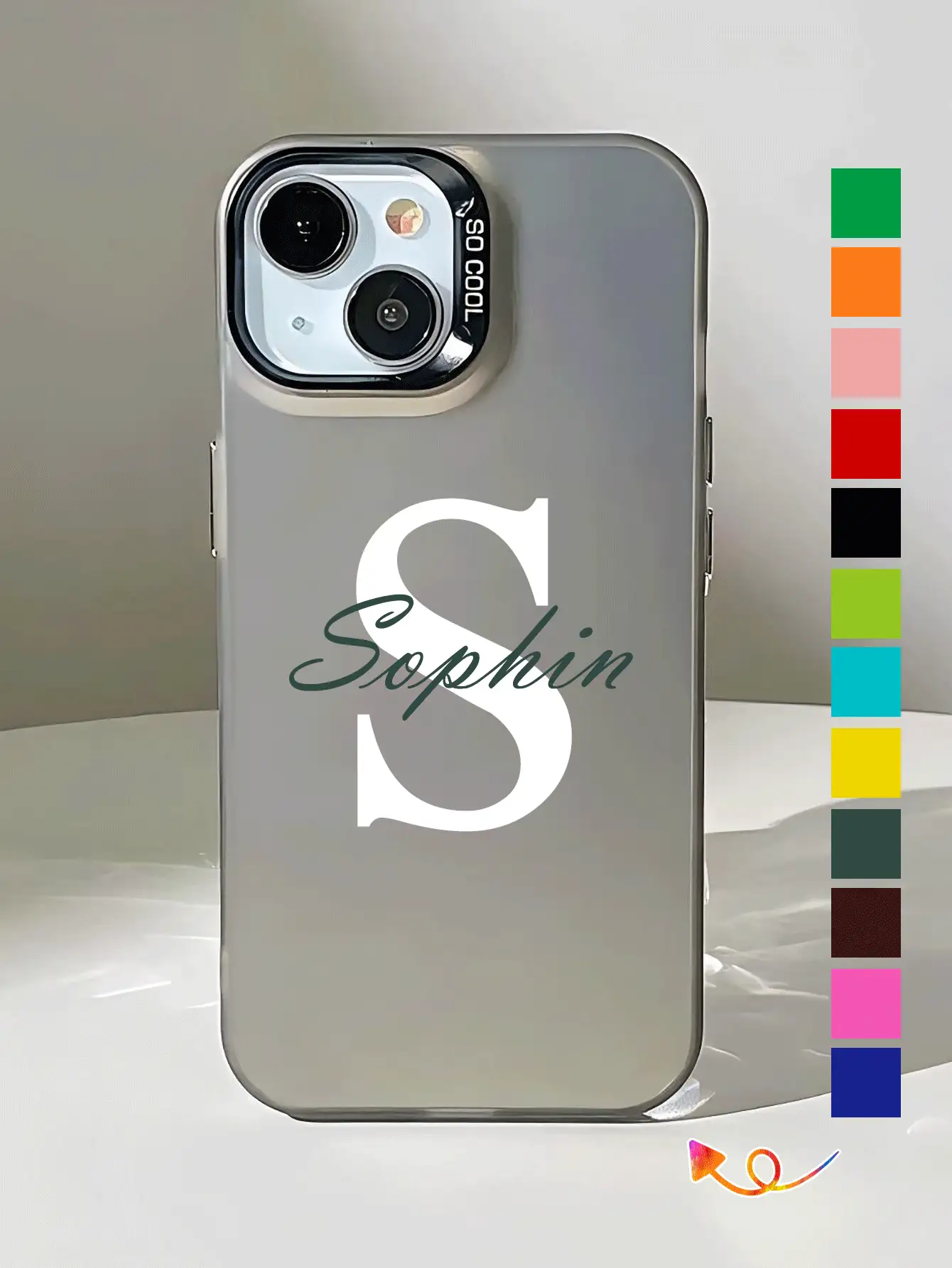 定制首字母签名多色防摔软手机壳保护套，定制手机壳适用于 A13、A14、A15、A16、A73、A33、A34、A35、A36、S22、S23、S24、S25、S21 Ultra 等型号，定制手机壳，街头休闲时尚 - 香檳色 - 查看 2