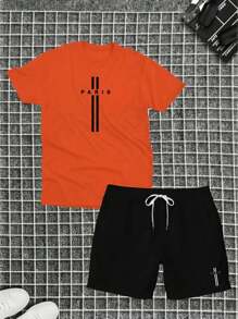 Cotton T-Shirt + Tectel Paris Summer Shorts Combo Kit - trái cam - Xem 1