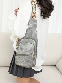 新款复古女士包，大容量女士胸包，采用 PU 材质，防水，多个拉链口袋，简约时尚女士胸包斜挎包 - 彩色 - 查看 10