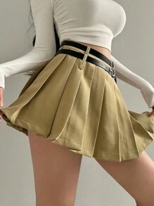 "Pleated Skirt. Classic And Super Versatile. Has Lining At The Bottom." - 棕色 - 查看 1