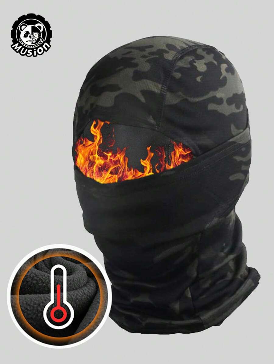 Musion 1pc Thick Winter Warm Ski Face Mask, Motorcycle Riding Balaclava Hat, Windproof For Outdoor Sports And Daily Use