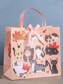 1 个带丝带的猫咪礼品袋 - 粉色小猫礼品袋 - 猫咪派对礼品包装，带手柄的便携式纸质礼品袋，生日礼品袋，婚礼派对礼品袋情人节 - 彩色 - 查看 16