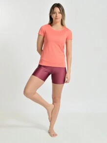 BABYLOOK WOMEN'S FITNESS T-SHIRT - Coral Pink - View 3