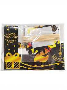 Kit di 2025 cornice per foto per festa di Capodanno e 10 accessori, decorazioni in carta per photobooth adatte per feste di vacanza, celebrazioni di Capodanno, Natale, senza piume, con motivi assortiti