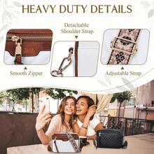 VASCHY Crossbody Bags For Women, Vegan Leather Quilted Shoulder Purse With Detachable Strap, Mini Solid Color Shoulder Bag With Rivet Decoration, Fashionable Love Design Satchel Bag, Classic Handbag With Adjustable Strap, Large Capacity Soft Wax Leather Ombre Shoulder & Crossbody Bag, Perfect For Work, Commute, Dating, Parties, Ideal For Music Festivals & Concerts, Christmas Gift, Thanksgiving Bag, Winter Essentials, Holiday Gift Backpack, Cozy Cold Weather Shoulder Bag, Waterproof Winter Backpack - white brown - View 5