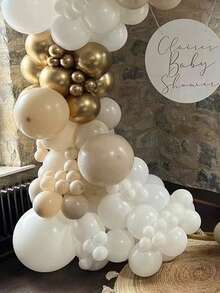 136pcs White Sand Golden Beige Balloon Garland Arch Kit Wedding Engagement Decor Balloons Baby Shower Birthday Party Decoration Supplies - Multicolor - View 2