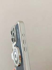 全新复古风格相机设计 PU 皮革金属边缘 TPU 防震 + 金属皮带斜挎手机壳 - 黑色 - 查看 4