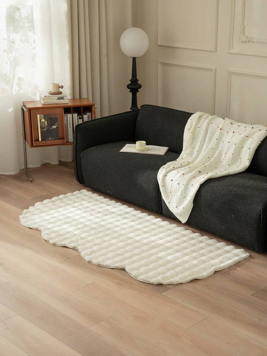 1pc, Thảm trang trí nhà mùa đông bằng vải nhung mềm mại cho thảm trang trí nhà - Màu be - Xem 1