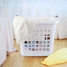 4-Pack Large Plastic Laundry Hamper Basket, Dirty Clothes Hampers With Cutout Handle, Whitelaundry Hamper,Washing Basketbathroom Organizer,Basket,Storage Basket,Foldable Laundry Basket Back To School - White - View 5