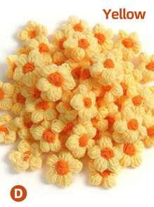 10/30 件 4 厘米羊毛钩针花贴花泡芙花针织纱花手工钩针花用于工艺品装饰 DIY 头发头带帽子鞋子服装配饰工艺品缝纫