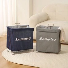 1 PC Fabric Laundry Basket With Iron Frame, Foldable Laundry Storage Basket With Handle, Removable Padding Collapsible Laundry Cart Sorting Laundry Basket Organizer For Dirty Clothes, Quilts, Dolls, Sundries, Etc. (Four Colors) - Multicolor - View 12