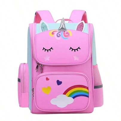 1pc Cute Preppy Lightweight With Adjustable Strap With Multi Pockets Large Capacity Rainbow Unicorn School Backpacks For Backpack, School Bag, S Bag, Small Backpack, Bag School, School Backpack, Rucksack, School Bag , Unicorn