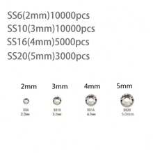 10000/5000 Pcs Bulk Pack 2-4mm Resin Non-Hotfix Rhinestone Loose Flat Bottom Plastic Crystal DIY Sparkly Strass Stones, Diamond Art Supplies