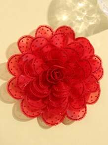 14 厘米夸张奢华多层 3D 面料大花胸针，带水钻，完美适合正式场合情人节情人节礼服配饰别针用于衣服包饰学校办公室配饰衬衫夹克珠宝圣诞节万圣节衣服别针有趣可爱的教师礼物 - 彩色 - 查看 23