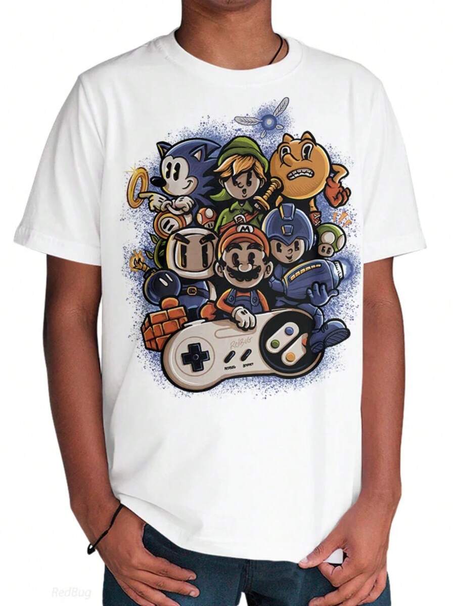 Nostalgia Game Games T-Shirt Games Blouse Shirt Unisex 100% Cotton New Release Shipping Various Colors!! PLUS SIZE - 白色 - 查看 1