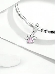 1pc Christmas Fashionable Pink Paw Print Pendant, Suitable For Women's Bracelets, Bangles, DIY Jewelry Making And Daily Outfit Matching, Suitable For Girls To Wear - Paw Prints - View 4