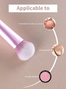1 件长柄斜角粉色粉底刷，专业化妆刷 - 粉色 - 查看 4