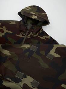 Men's Softshell Camouflage Hooded Fleece Jacket, Waterproof Windproof Warm Outdoor Coat, Winter
