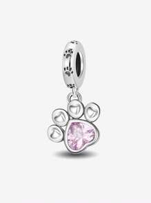 1pc Christmas Fashionable Pink Paw Print Pendant, Suitable For Women's Bracelets, Bangles, DIY Jewelry Making And Daily Outfit Matching, Suitable For Girls To Wear - Paw Prints - View 2