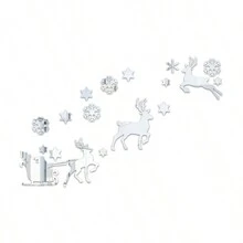 圣诞老人亚克力镜面墙贴自粘画，创意墙壁装饰，适用于儿童房、客厅 - 彩色 - 查看 8