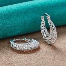 Charm 925 Silver Plated Earrings Women Engagement Jewelry Noble Beautiful Fashion Solid Party Earring Jewelry - Silver - View 2