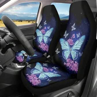 2pcs/Set Pattern Printed Car Seat Covers For Man Women, Universal Auto Front Seats Protector Fits For Car, SUV Sedan, Truck Seat Cover