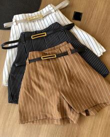 Women's Shorts With Gix Stripe Belt - . - 查看 2