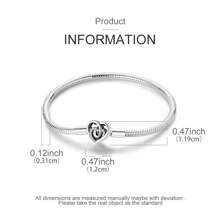 心形蛇骨手链 缠绕之心 无限爱心 串珠手镯 闪亮锆石镶嵌手链 铜首饰 情人节礼物的完美之选 情人节、妈妈、母亲、母亲节、礼物 - 銀色 - 查看 3