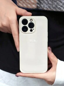 Personalized Case Compatible With Iphone 16 15 14 13 12 11 Pro Max Custom Name Initials Leather Cover Compatible With Iphone 16 Pro Max Silver Letters
