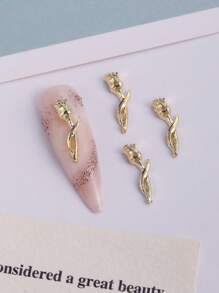 10 件玫瑰美甲配件 Y2K 风格郁金香花朵美甲装饰 3D 金属水钻美甲 DIY 配件适合情人节浪漫艺术装饰配件金银色美甲配件美甲宝石美甲用品指甲美甲饰品美甲宝石 - 彩色 - 查看 9