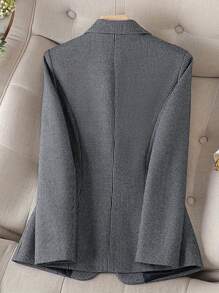 HOMEYEE Blusa/Chaqueta de Oficina con Cuello de Solapa, Manga Larga, Estilo Retro Elegante Casual de Negocios Formal OL, Otoño/Invierno Primavera - Gris - Ver 2