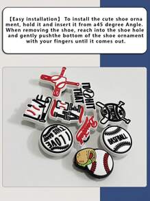 9 chiếc móc khóa giày bóng chày, móc khóa trang trí hình cá sấu bằng PVC, phù hợp với guốc, dép xăng đan, vòng tay - Quà tặng dự tiệc cho phụ nữ, nam giới, trẻ em, thanh thiếu niên - 9 điều cần làm trong bóng chày - Xem 10