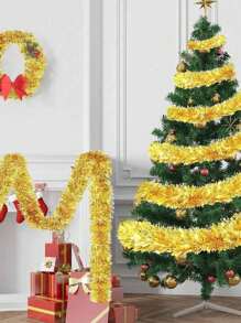 2 piezas de guirnalda metálica dorada en forma de árbol de Navidad, serpentinas metálicas para celebrar fiestas festivas como Navidad, Carnaval y fiestas disco interiores y exteriores