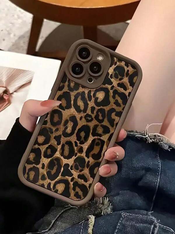 Fall Phone Case Apple Animal 1pc Brown Matte Leopard Print Phone Case Compatible With IPhone 16 Pro Max/15 Pro/15/14 Pro Max/14 Pro/14/13 Pro/13/12/11/XR, Protective Shockproof Phone Cover Waterproof Anti-Fall Scratch Resistant