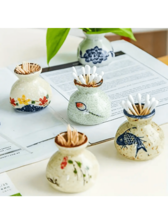 Charming Vintage Ceramic Toothpick Holder - Rustic Kitchen Decor For Families, Restaurants And Cafes