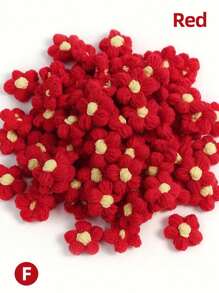 10/30 件 4 厘米羊毛钩针花贴花泡芙花针织纱花手工钩针花用于工艺品装饰 DIY 头发头带帽子鞋子服装配饰工艺品缝纫